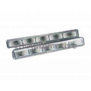 Conjunto faros luz día DRL blanco. 8 LED. Homologación E4