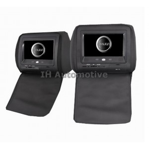 Cabecero 7" TÁCTIL. DVD / USB / SD. Cuero. Negro