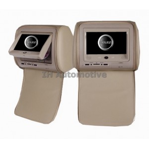 Cabecero 7" TÁCTIL. DVD / USB / SD. Cuero. Beige